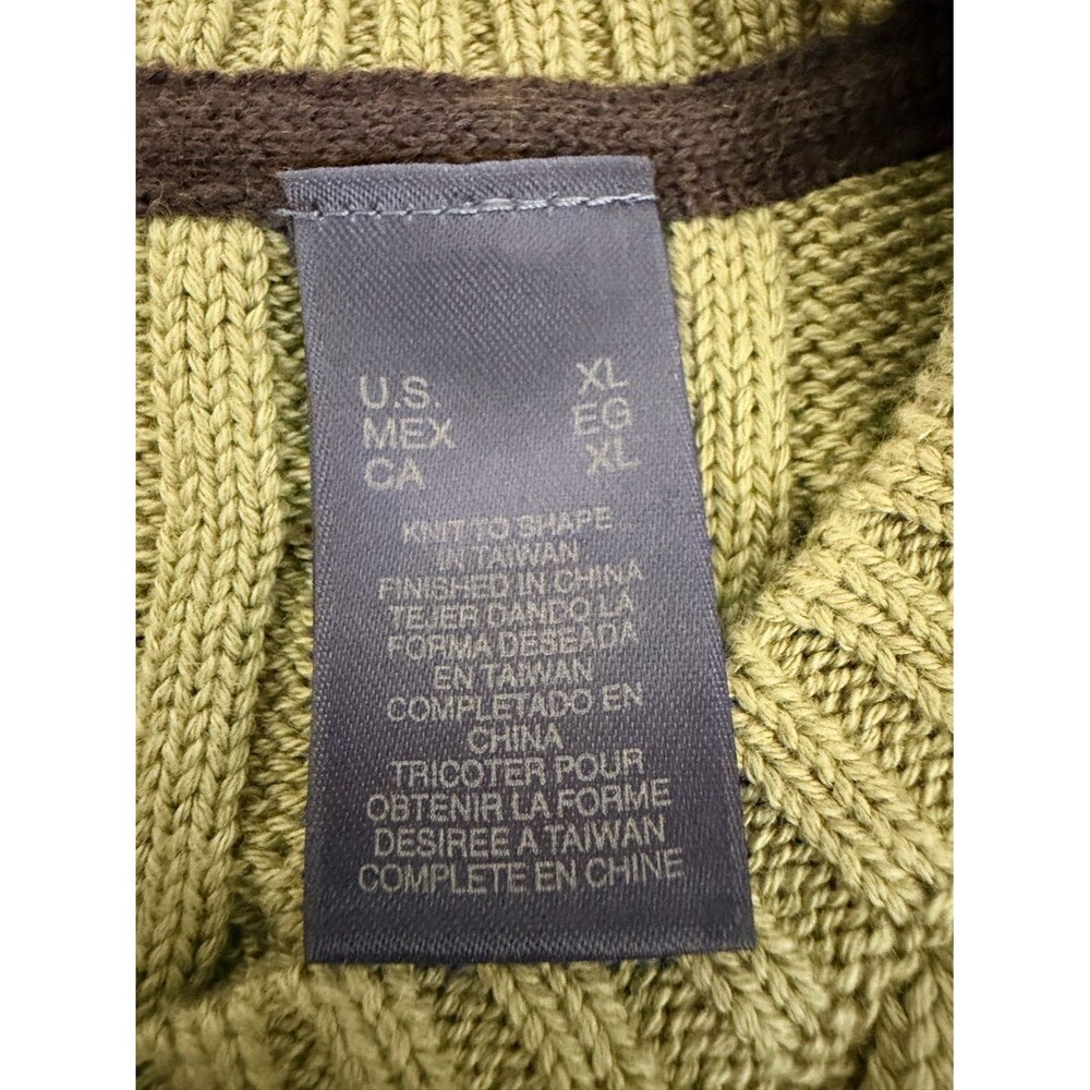 Vintage Liz Claiborne Pullover Cotton Cable Knit Sweater Size XL Olive Green - Picture 7 of 10